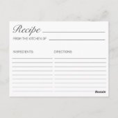 Postale Carte Recette Fête des mariées en bois rustique et (Dos)