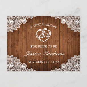 Postale Carte Recette Fête des mariées en bois rustique et