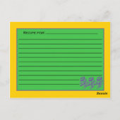 Postale Carte Recette Florale jaune vert (Dos)
