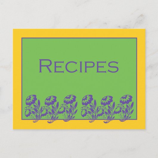 Postale Carte Recette Florale jaune vert (Devant)