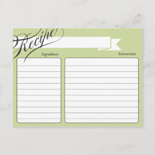Postale Carte Recette Green Retro
