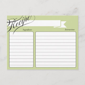 Postale Carte Recette Green Retro