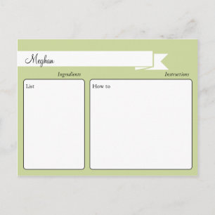 Postale Carte Recette Green Retro