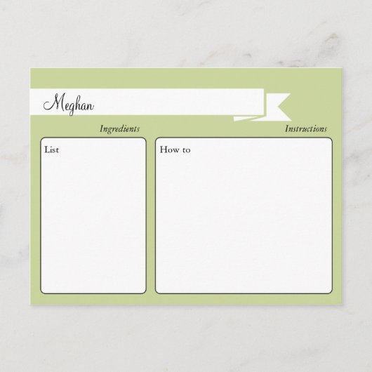 Postale Carte Recette Green Retro (Devant)