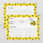 Postale Carte Recette Jaune Itty Bitty Ladybug (Devant / Derrière)
