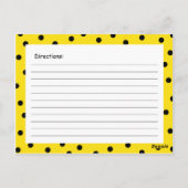 Postale Carte Recette Jaune Itty Bitty Ladybug (Dos)