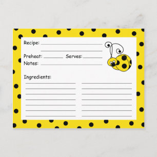 Postale Carte Recette Jaune Itty Bitty Ladybug
