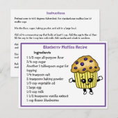Postale Carte Recette Muffins aux bleuets (Devant / Derrière)