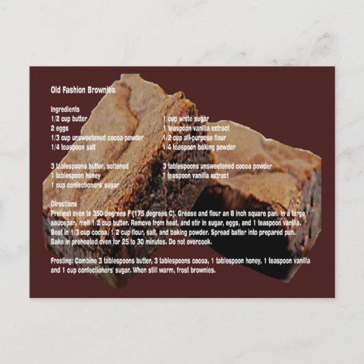 Postale Carte Recette Old Fashion Brownies (Devant)