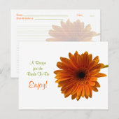 Postale Carte Recette Orange Gerbera Daisy (Devant / Derrière)