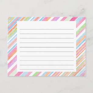 Postale Carte Recette Pastel Rainbow Stripes
