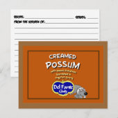 Postale Carte Recette Possum Creamed (Devant / Derrière)