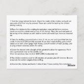 Postale Carte Recette - poulet rôti (Dos)