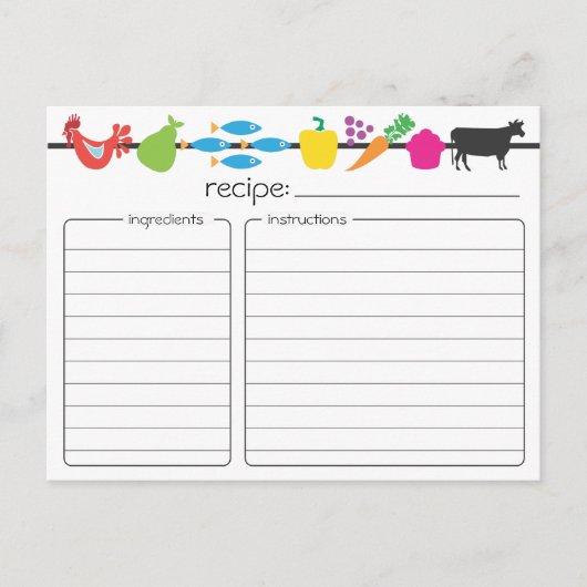 Postale Carte Recette Rétro (Devant)