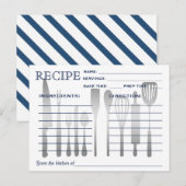 Postale Carte Recette Rétro Bleu rayé (Devant / Derrière)