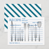 Postale Carte Recette Rétro Bleu rayé (Devant / Derrière)
