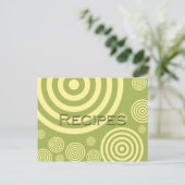 Postale Carte Recette Retro Cercles Vert et Jaune (Debout devant)