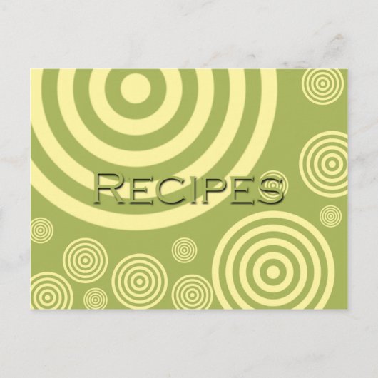 Postale Carte Recette Retro Cercles Vert et Jaune (Devant)