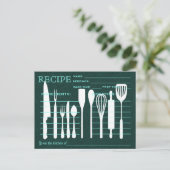 Postale Carte Recette Retro Chalkboard Vert Outils de cuis (Debout devant)