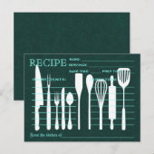 Postale Carte Recette Retro Chalkboard Vert Outils de cuis (Devant / Derrière)