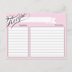 Postale Carte Recette Rétro Rose