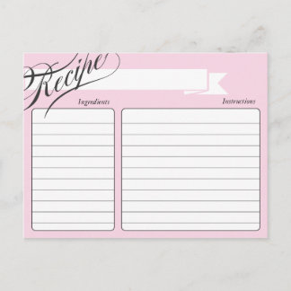 Postale Carte Recette Rétro Rose