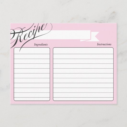 Postale Carte Recette Rétro Rose (Devant)