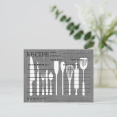 Postale Carte Recette Retro Tableau noir Outils de cuisine (Debout devant)