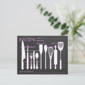 Postale Carte Recette Retro Tableau noir Outils de cuisine (Debout devant)