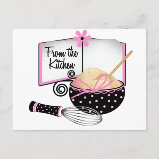 Postale Carte Recette rose et noire (Devant)