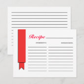 Postale Carte Recette Ruban Rouge (Devant / Derrière)