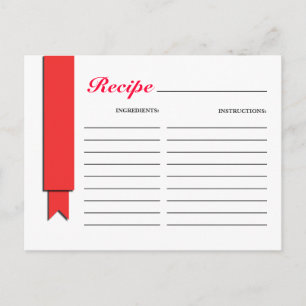 Postale Carte Recette Ruban Rouge