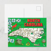 Postale Carte Rétro de Caroline du Nord (Devant / Derrière)