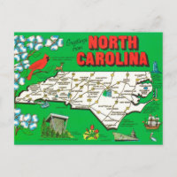 Carte Rétro de Caroline du Nord