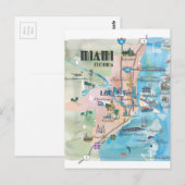 Postale Carte Rétro de Miami Floride (Devant / Derrière)