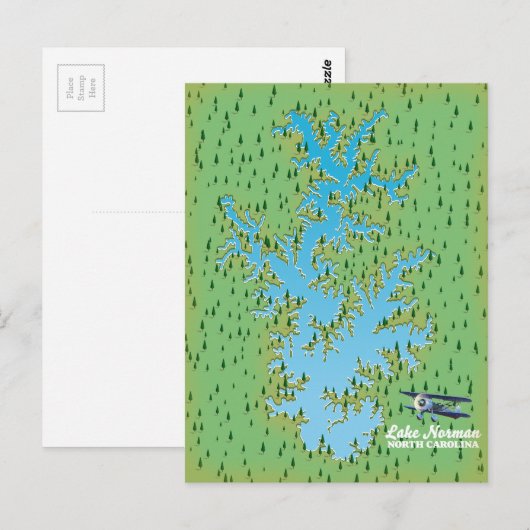 Postale Carte rétro du lac Norman Caroline du Sud (Devant / Derrière)