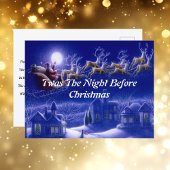 Postale Carte Retro Santa Claus Reindeer Blue Moon