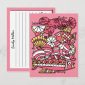 Postale Carte Retro Seafood Recette (Devant / Derrière)