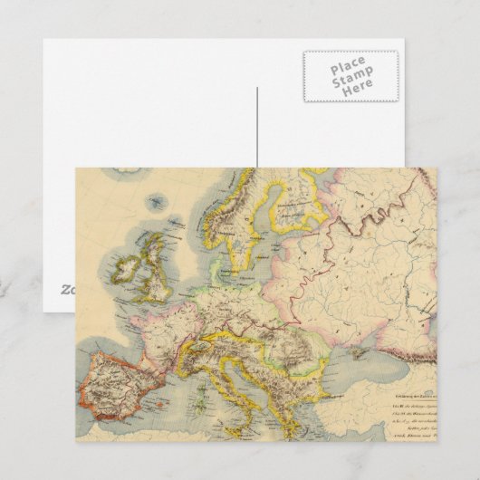 Postale Carte rographique de l'Europe (Devant / Derrière)