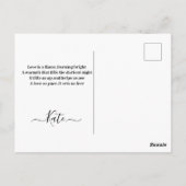 Postale Carte romantique avec fleurs à l'aquarelle et cœur (Dos)