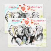 Postale Carte Romantique Couple Elephant Valentine's Day C (Devant / Derrière)