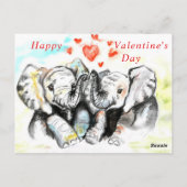 Postale Carte Romantique Couple Elephant Valentine's Day C (Dos)
