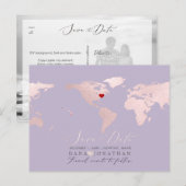 Postale Carte rose poudrée, Faire-part de save the date po (Devant / Derrière)