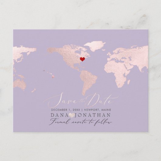 Postale Carte rose poudrée, Faire-part de save the date po (Devant)