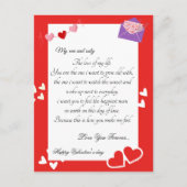 Postale Carte rouge et message d'amour pour petit ami/mari (Devant)