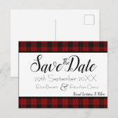 Postale Carte rouge et noire Enregistrer la date (Devant / Derrière)
