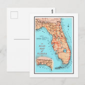 Postale Carte routière de Floride (Devant / Derrière)