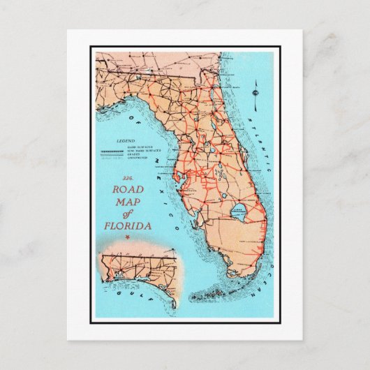 Postale Carte routière de Floride (Devant)