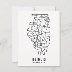 Postale Carte routière de l'État américain de l'Illinois -