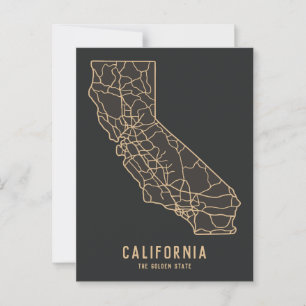 Postale Carte routière de l'État de Californie - carte de